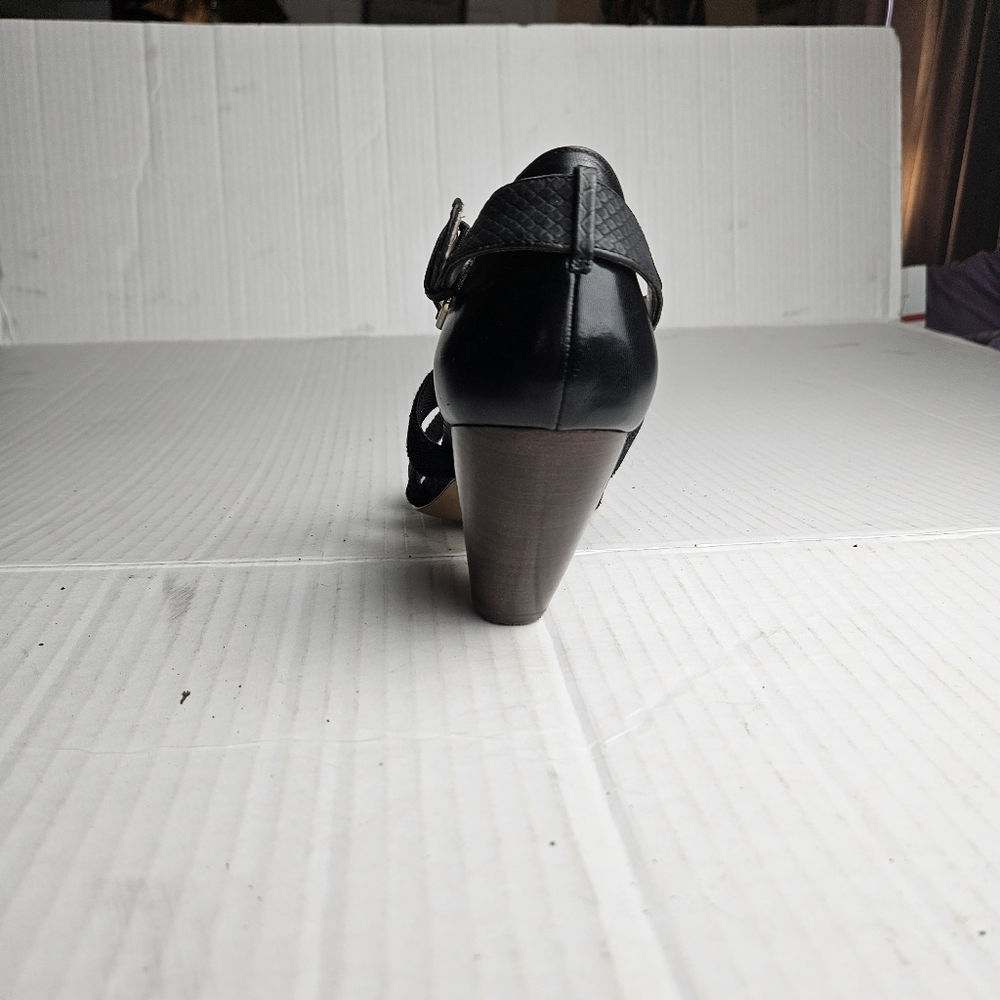 MRKT. Dakota Women Black Mid Wedge Stretch Sandals Size 9.5 Medium - Picture 6 of 13